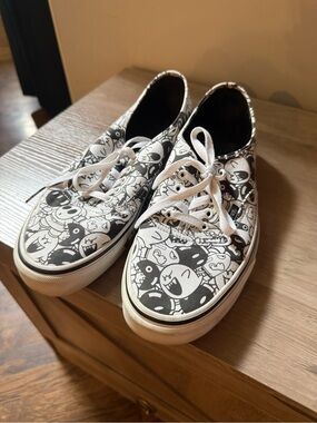 Vans Super Mario Black & White Canvas Sneakers with Colorful Logo